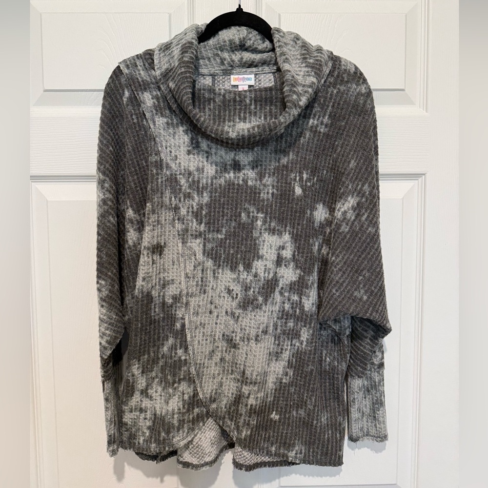 LuLaRoe Kristen Charcoal and Light Gray Cowl Neck Sweater